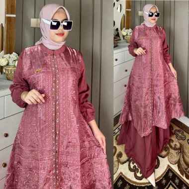 DRESS GAMIS 2 IN 1 BAJU PESTA CANTIK KEKINIAN DAN NONGKRONG BROKAT MODIS GLAMOUR BURKAT MEWAH Ld120