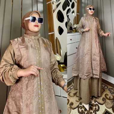 DRESS GAMIS 2 IN 1 BAJU PESTA CANTIK KEKINIAN DAN NONGKRONG BROKAT MODIS GLAMOUR BURKAT MEWAH Ld120