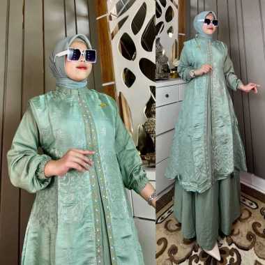DRESS GAMIS 2 IN 1 BAJU PESTA CANTIK KEKINIAN DAN NONGKRONG BROKAT MODIS GLAMOUR BURKAT MEWAH Ld120