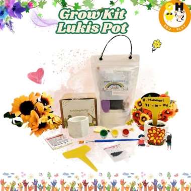 DIY Paket Pot Melukis Pot Lukis Planting Kit Hampers Ulang Tahun Anak Ekstra Dus