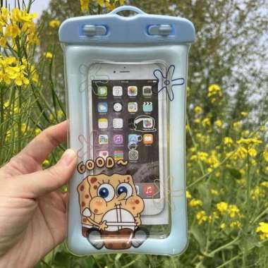 Sarung Handphone Anti Air Tas Hp Tahan Air Waterproof Case Cute SpongeBob