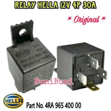 RELAY HELLA 12V KAKI 4 PIN 30A ORIGINAL Untuk Relay Lampu / Klakson / Starter Mobil & Motor