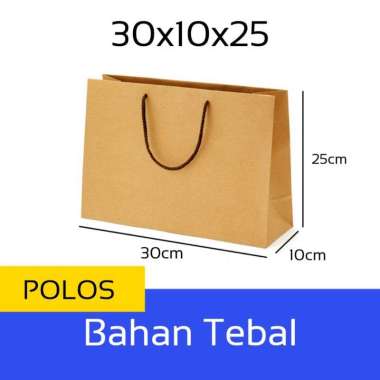 Paper Bag Tas Kertas Coklat Polos Custom Bahan Kraft Tebal Aneka Ukuran Sovenir Kado Wedding 30x10x2