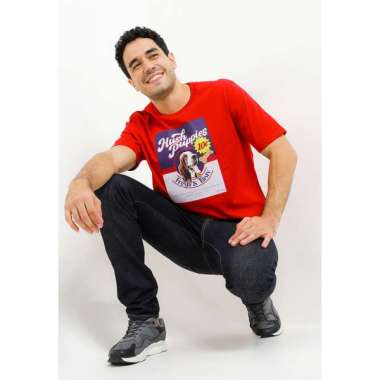 Hush Puppies 90'S Biscuit Graphic Tee Pria Red XL