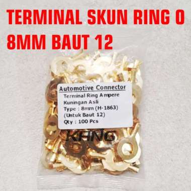 [100 biji] Terminal Skun Ring O Mobil Motor Kuningan Asli 8mm Baut 12 Kabel Kecil