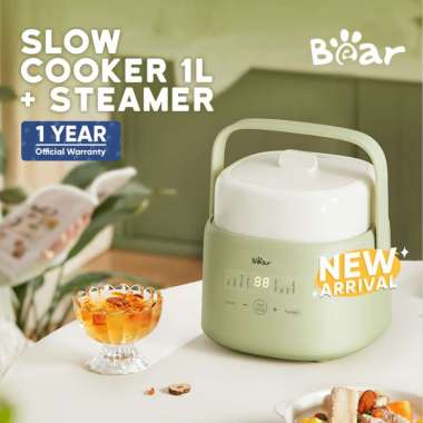 Bear Slow Cooker 1L + Steamer | Panci Keramik | Baby & Family Food Maker | MPASI Cooker