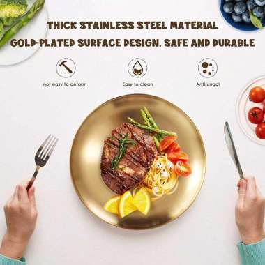 One Two Cups Piring Makan Stainless Steel Sultan Plate European Style ST201 Piring Makan Bayi Kerami