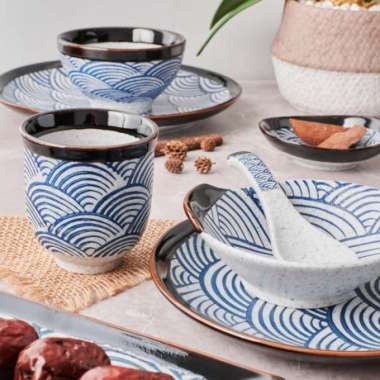 Brewsuniq - Seigaiha Dinnerware Series / Piring Mangkok Mug Makan Cantik Unik Estetik Minimalis Ocha