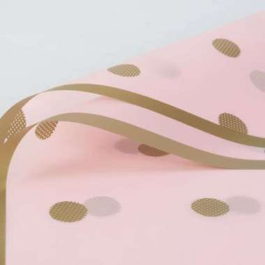 Flower Wrapping Polkadot Les Gold Cellophane / Kertas Buket / Wrapping pink lotus