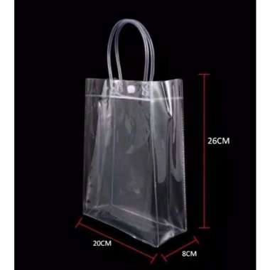 Tas Kantung Tangan PVC Plastik Transparan Mika Polos Kantong Mika Tas Goodie Gift Bag Hampers bag Mu