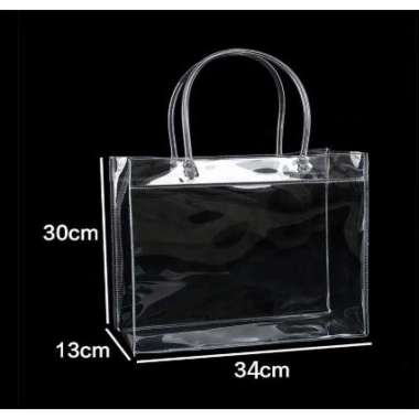 Tas Kantung Tangan PVC Plastik Transparan Mika Polos Kantong Mika Tas Goodie Gift Bag Hampers bag Mu