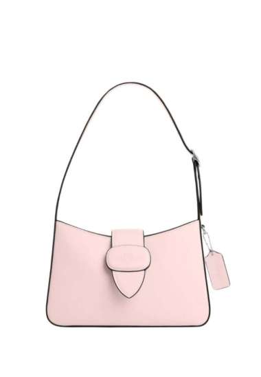 COACH Eliza Shoulder Bag With Zipper Closure Silver Blush