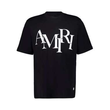 [12.12 Dealcember] Amiri Staggered Logo T-Shirt Black M Black