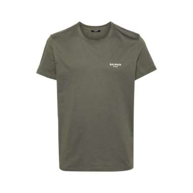[12.12 Dealcember] Balmain Paris Logo T-Shirt Khaki White Men XL Green