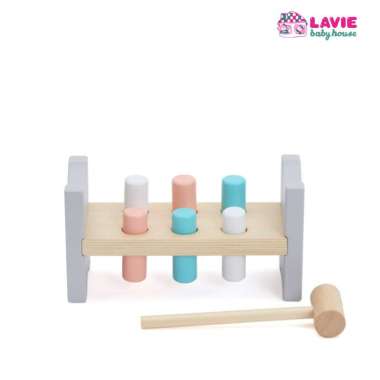 BUBBLE Wooden Hammer Bench 12M+/Mainan keterampilan motorik
