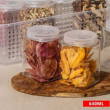 Food Container Square 640 ml (8x8x12 cm) - Korea No.1 Food container toples bening transparan plasti