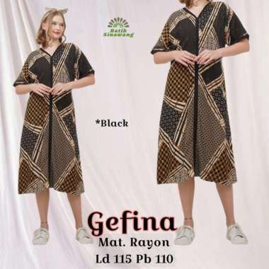 [ALESHA] Daster Batik Payung GEFINA Bahan Rayon Super GEFINA-BLACK