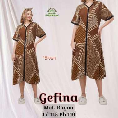 [ALESHA] Daster Batik Payung GEFINA Bahan Rayon Super GEFINA-BROWN
