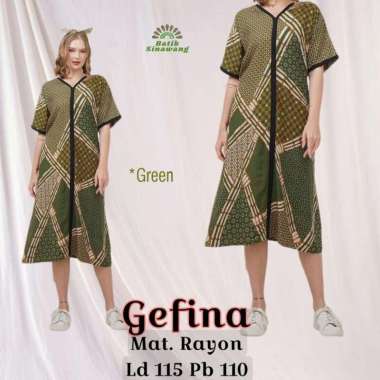 [ALESHA] Daster Batik Payung GEFINA Bahan Rayon Super GEFINA-GREEN