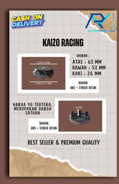 1Pcs 63 mm Tutup Velg roda Racing variasi kaizo Ring 16 17 18 Hitam Rays