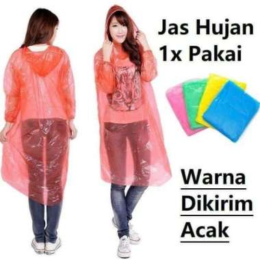 Jas Hujan Sekali Pakai Plastik Ponco Disposable Raincoat Darurat Ponco