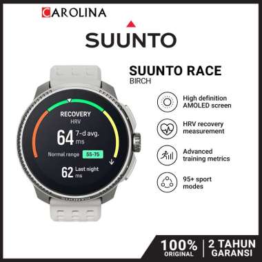 Jam Tangan SUUNTO Race Birch SS050931000 Unisex Amoled Dial Grey Silicone Strap