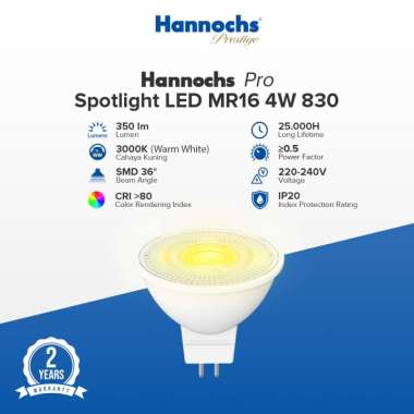 Hannochs Lampu Halogen LED / Spotlight LED MR16 Pro 4W 830