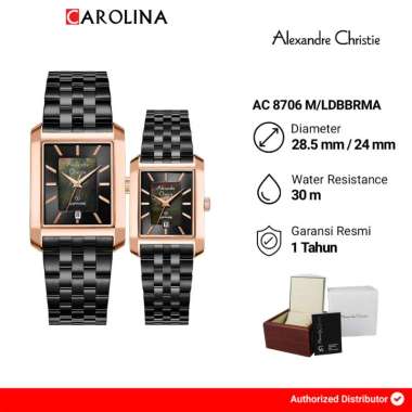 Jam Tangan Couple Alexandre Christie Classic Steel AC 8706 M/LDBBRMA Black Dial Black Stainless Stee