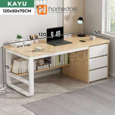 Meja Kantor Dengan Laci/Meja Kerja Kayu/Meja Belajar/Meja Komputer/PC Kayu-120