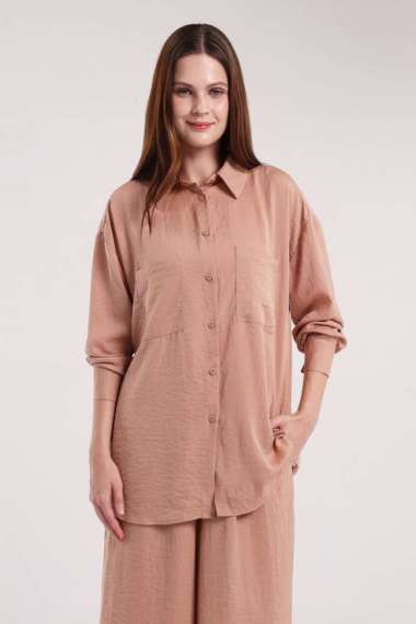 MINIMAL - Nami - Satin Relaxed Shirt - Pink XXL Pink