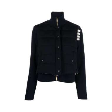 Jaket Winter Thom Browne 4-Bar Fine Merino and Jersey Reversible Jacket Navy 40 Blue