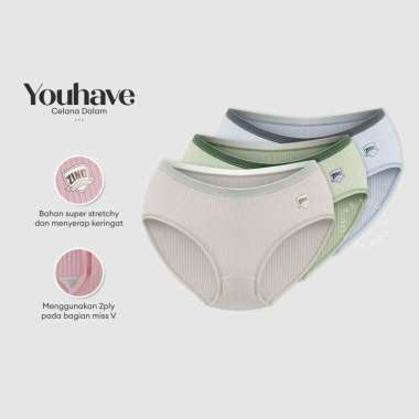 YouHave ( You’ve ) 3PCS Celana Dalam Midi CD Wanita Women Woman Celana dalam Panty Wanita CD Wanita