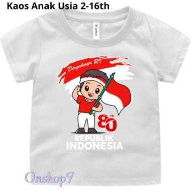 kaos 17 agustus 2025 anak Laki Laki Perempuan Baju Merah Putih Agustusan Kemerdekaan Anak Lengan Pen