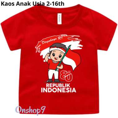kaos 17 agustus 2025 anak Laki Laki Perempuan Baju Merah Putih Agustusan Kemerdekaan Anak Lengan Pen