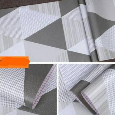 Wallpaper Stiker Dinding Segitiga Piramida Pyramid Abu Pink Kuning Biru Putih Walpaper Sticker GH202