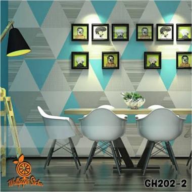 Wallpaper Stiker Dinding Segitiga Piramida Pyramid Abu Pink Kuning Biru Putih Walpaper Sticker GH202