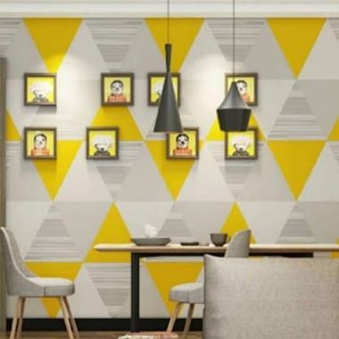 Wallpaper Stiker Dinding Segitiga Piramida Pyramid Abu Pink Kuning Biru Putih Walpaper Sticker GH202