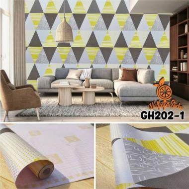 Wallpaper Stiker Dinding Segitiga Piramida Pyramid Abu Pink Kuning Biru Putih Walpaper Sticker GH202