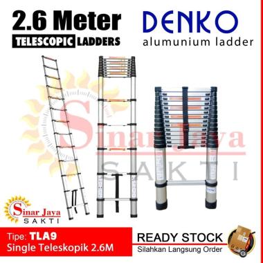 Tangga Teleskopik Single 2.6 Meter Termurah, Alumunium Telescopic