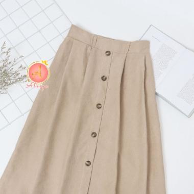 ALEEYA Rok Suede 7/8 / Hanna Midi Button Skirt (2502) Hanna - CREAM