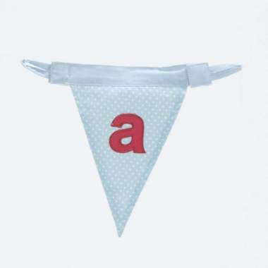 cribcot bunting (bendera inisial) - a l red blu polka
