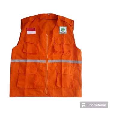 Rompi Safety K3 Rompi Kerja Proyek Lapangan Bahan Drill Orange M