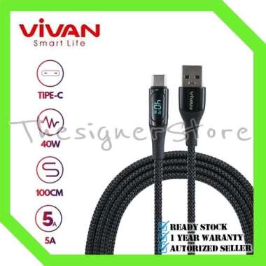 VIVAN VIC100 KABEL DATA USB TO TYPE C 40W 5A FAST CHARGING LED DISPLAY