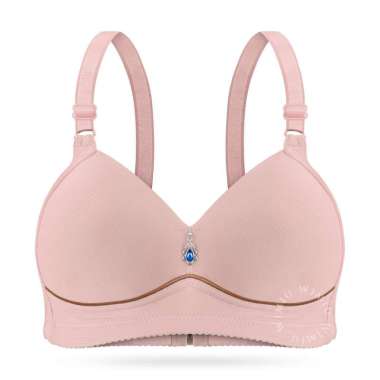 Wimiu BH Bra Wanita Motif Cup B C Garis Lembut Bh Busa Standar Tanpa Kawat Kait 3 Beha 100197 Pink 4