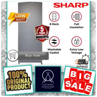 FREEZER SHARP FJM 189 NSS FJM189 NSS 6 RAK FREESER ES BATU ASI SHARP LEMARI ES FREEZER
