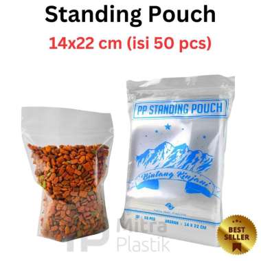 Standing Pouch 14x22 isi 50 pcs Plastik Klip Berdiri 14 x 22 Single Seal Biasa Murah