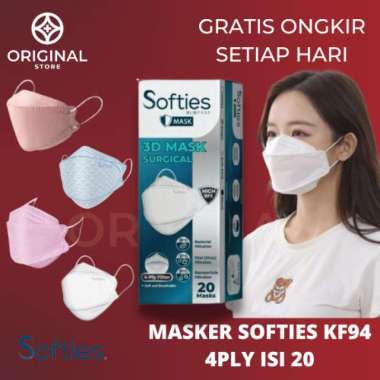 Softies 3D Surgical Mask Masker KF94 Softies Isi 20 Pcs