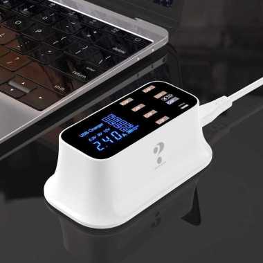 USLION Charger USB Station USB Type C QC3.0 8 Port LED Display