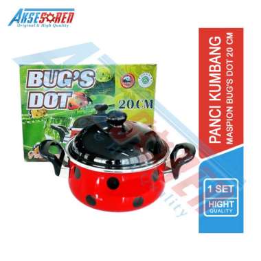 Aksesoren Panci Polkadot Maspion Bug's Dot 20 Cm / Panci Masak Bahan Enamel / Tempat Sayur 20 cm