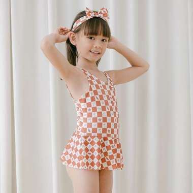 Soleil Girls Skirt Leotard, Baju Renang Anak Perempuan 2 Gingham Autumnal